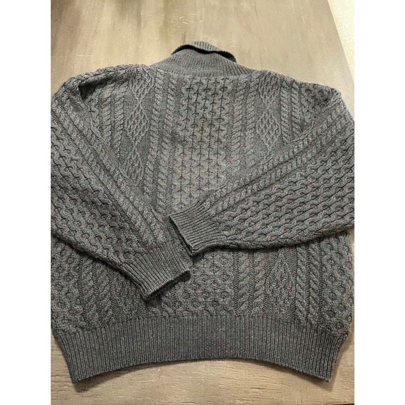 North Country‎ Eaton Cable Knit Shawl Collar Wool Sweater Men Sz Lg Grey Vintage - Picture 11 of 11